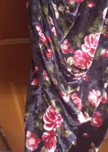 Bordo Çiçekli Uzun Bohem Elbise - Görsel 3