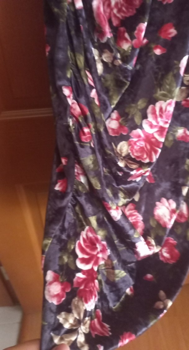 Bordo Çiçekli Uzun Bohem Elbise - Görsel 3