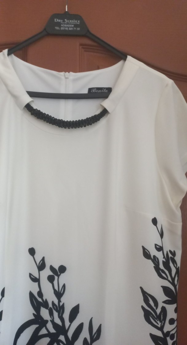 Kısa Kollu Midi Desenli Kadın Elbise - Görsel 3