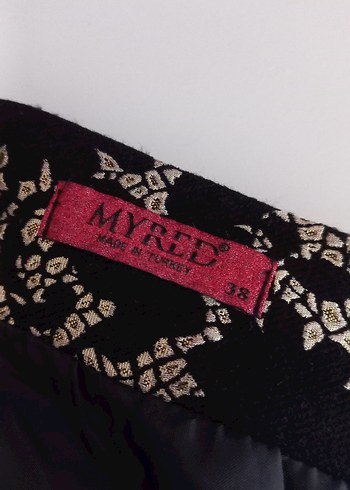 Vintage Siyah Desenli Midi Piliseli Etek - Görsel 3