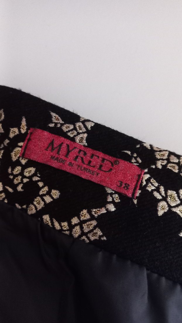 Vintage Siyah Desenli Midi Piliseli Etek - Görsel 3