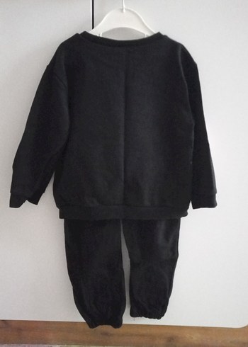 Siyah Örgü Pamuklu İskelet Desenli Kiz Çocuk Takım - Görsel 5