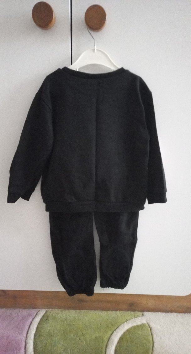 Siyah Örgü Pamuklu İskelet Desenli Kiz Çocuk Takım - Görsel 5