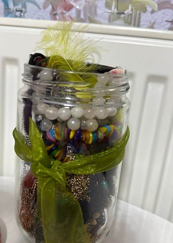 Accessorize Yeşil Kurdeleli Cam Makyaj Organizer