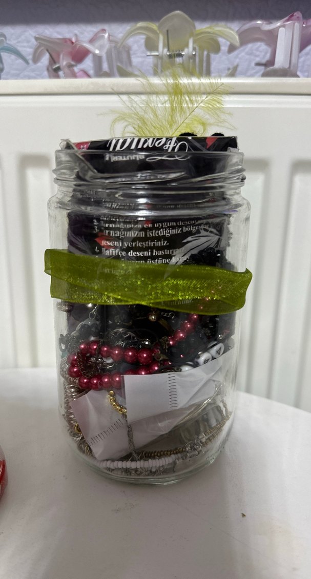 Yeşil Kurdeleli Cam Makyaj Organizer - Görsel 3