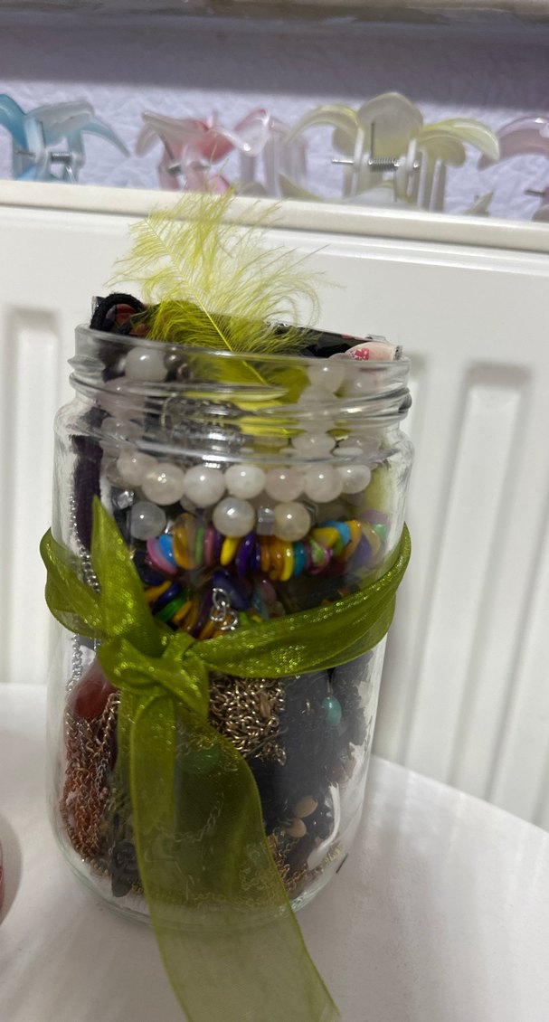 Yeşil Kurdeleli Cam Makyaj Organizer - Görsel 2