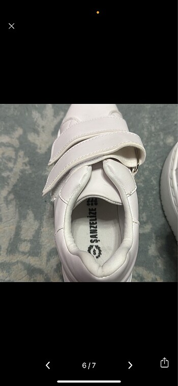 beyaz platform cırtlı beyaz spor ayakkabı - Görsel 5