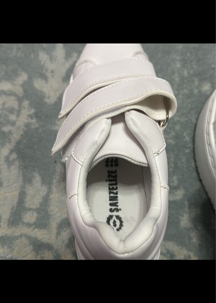 beyaz platform cırtlı beyaz spor ayakkabı - Görsel 5