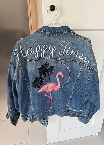 Pull and Bear Flamingo Desenli Kot Ceket
