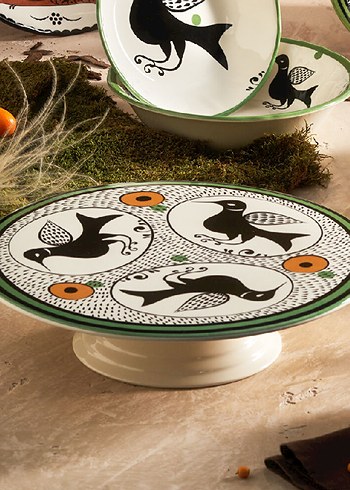 Karaca Selçuklu Serisi Kuş Desenli Ayaklı Kek Standı 32 cm - Görsel 2