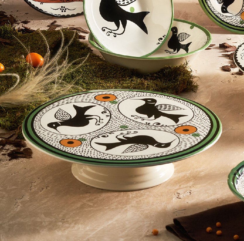 Karaca Selçuklu Serisi Kuş Desenli Ayaklı Kek Standı 32 cm - Görsel 2