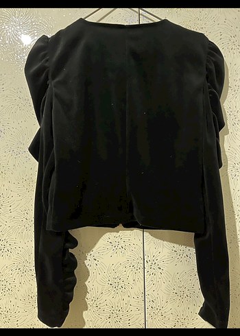 Kadın Siyah Süet Fırfırlı Kısa Ceket - Görsel 3
