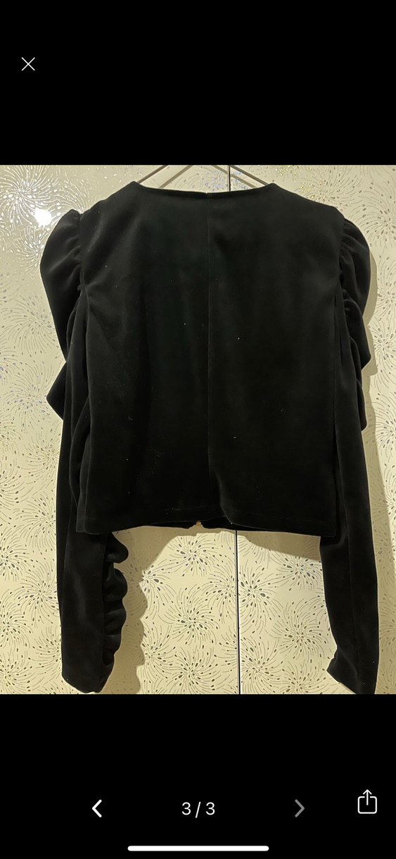 Kadın Siyah Süet Fırfırlı Kısa Ceket - Görsel 3