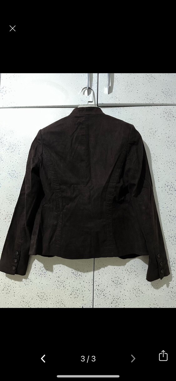 Düğmeli Kahverengi Kadın Süet Ceket - Görsel 2