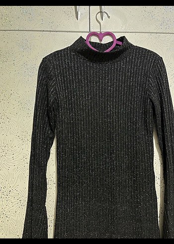 Gri Uzun Kollu Balıkçı Yaka Triko Elbise - Görsel 2