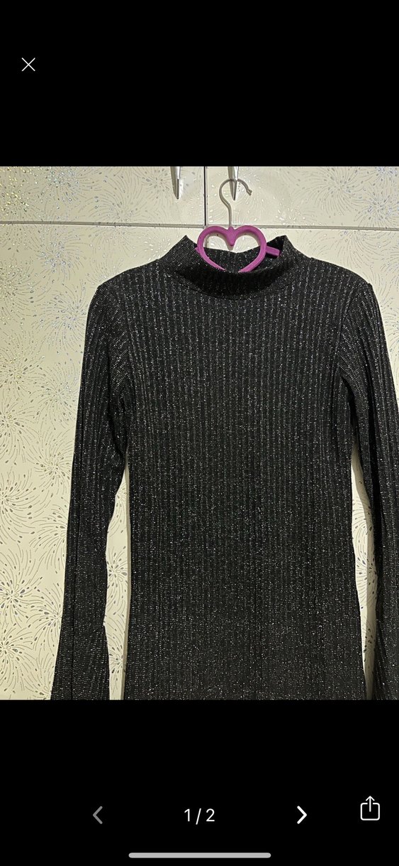 Gri Uzun Kollu Balıkçı Yaka Triko Elbise - Görsel 2