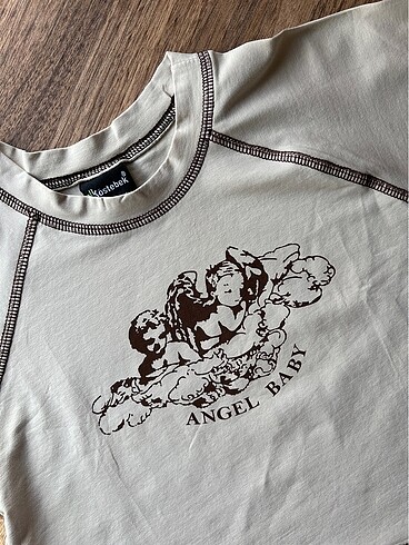 Diğer Vintage Tarzı Desenli Crop Tişört