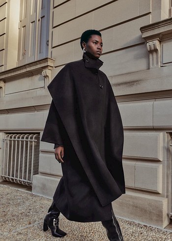 Siyah Midi Deri Kadın Kaban - Görsel 2