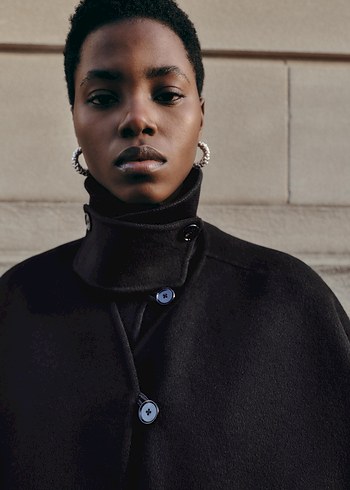 Siyah Midi Deri Kadın Kaban - Görsel 7