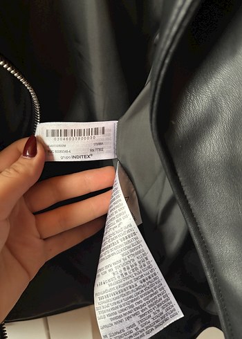 Kadın Siyah Deri Biker Ceket - Görsel 3