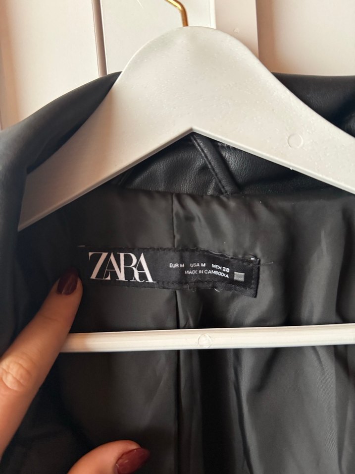 Kadın Siyah Deri Biker Ceket - Görsel 2