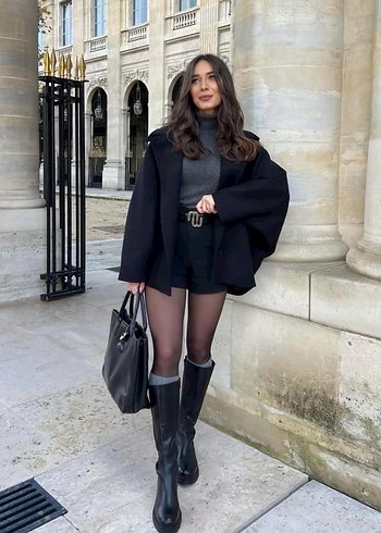 Kadın Siyah kaban - Görsel 7