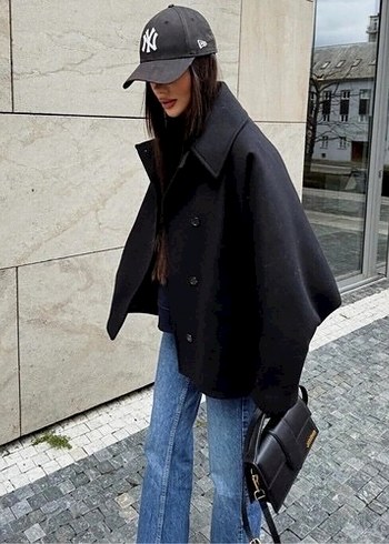 Kadın Siyah kaban - Görsel 6