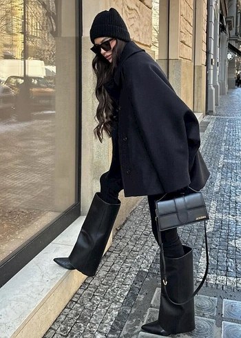 Kadın Siyah kaban - Görsel 5