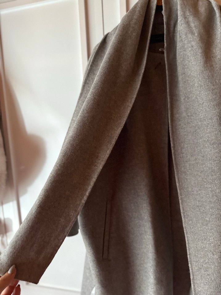 Gri Yün Midi  Kaban - Görsel 2