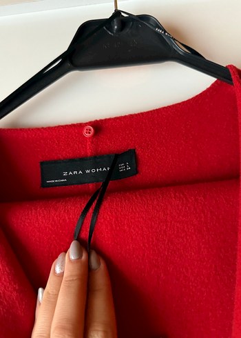 Düğmeli Kırmızı Midi Kadın Kaban - Görsel 2