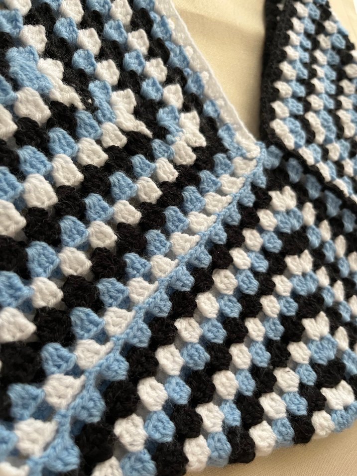 Mavi Pastel Örgü Bohem Kadın Çanta - Görsel 3