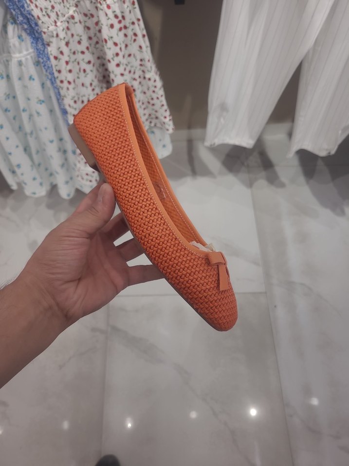 Turuncu Fiyonklu Blok Topuk Kadın Babet - Görsel 2