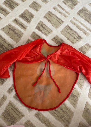 Nakışlı Kırmızı Bebek Önlüğü - Görsel 3