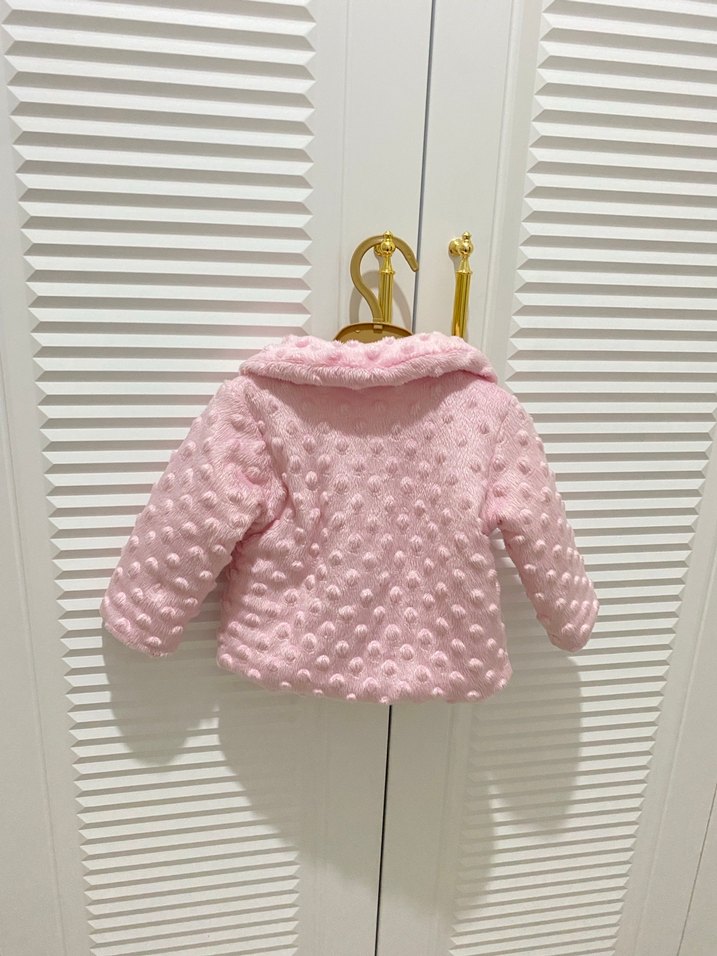 Düğmeli Pembe Kız Çocuk Polar Ceket - Görsel 2