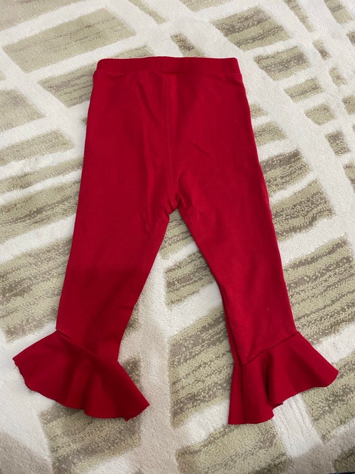 Kız Çocuk Kırmızı Fırfırlı Tayt - Görsel 2