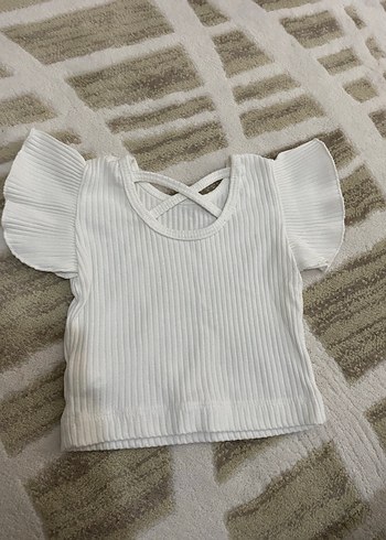 Kız Çocuk Fırfırlı Beyaz Kısa Kollu Bluz - Görsel 2