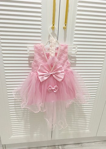 Pembe Nakışlı Kız Çocuk Elbise - Görsel 2