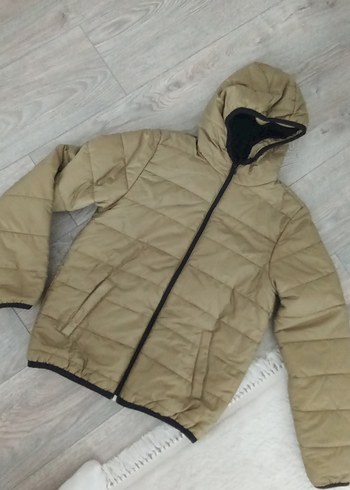 Kapüşonlu Bej Erkek Çocuk Mont - Görsel 2