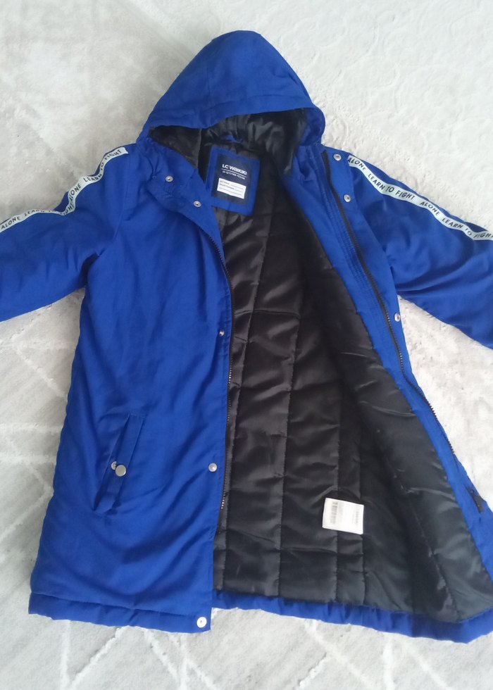 Erkek Çocuk Mavi Kapüşonlu Mont - Görsel 5