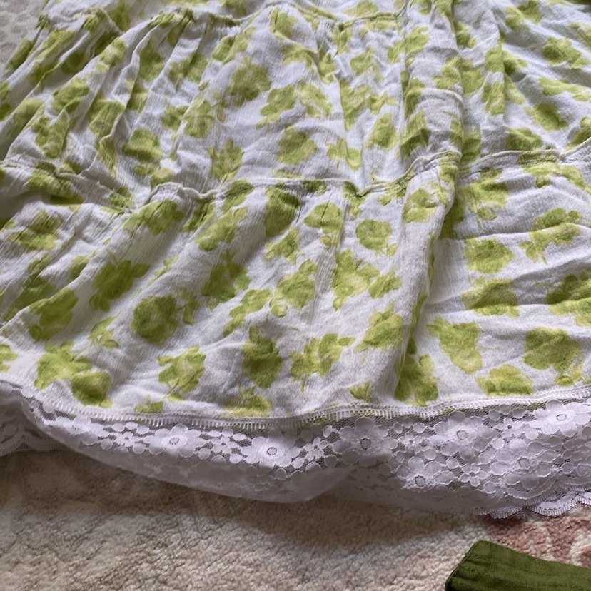 Yeşil Bağlama Desenli Hamile Uzun Etek - Görsel 3