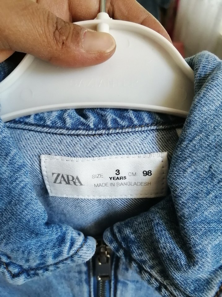 Kısa Kollu Kız Denim Gömlek Elbise - Görsel 3