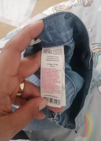 Kız Çocuk Mavi Denim Baskılı Pantolon - Görsel 2