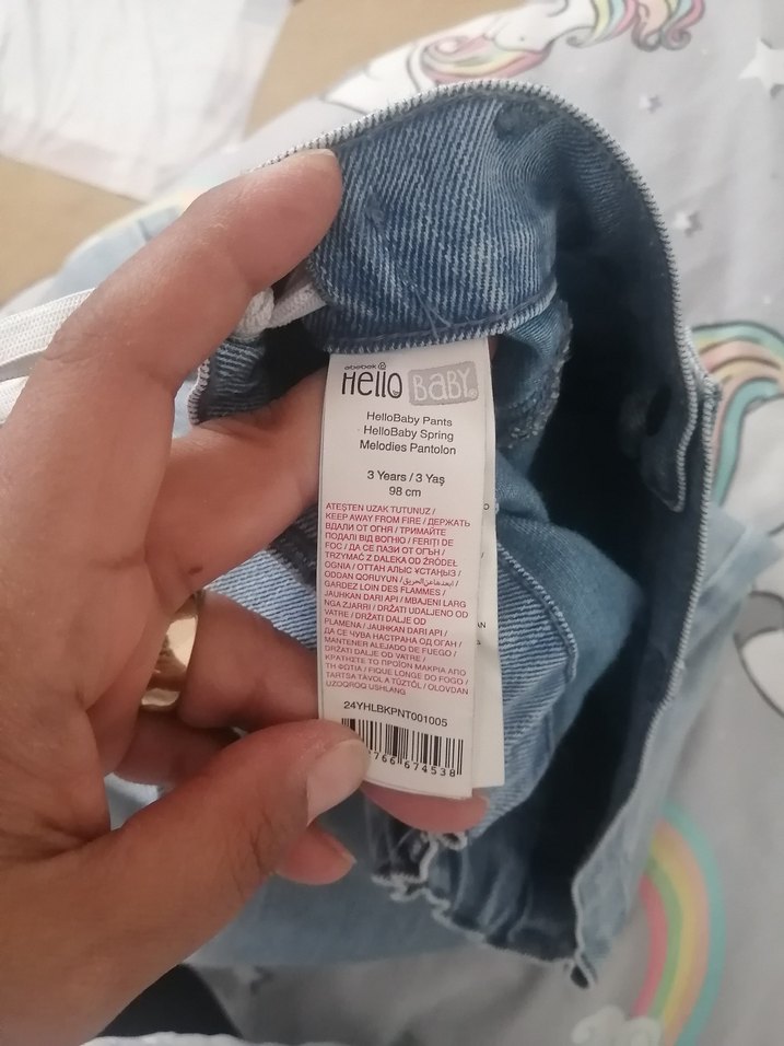 Kız Çocuk Mavi Denim Baskılı Pantolon - Görsel 2