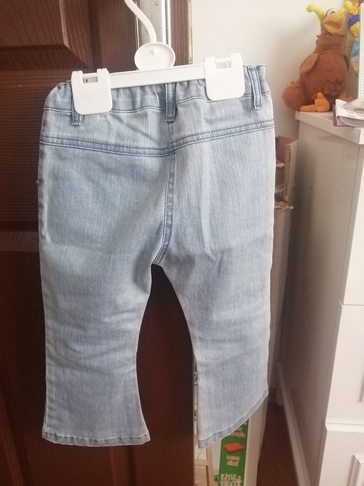 Kız Çocuk Mavi Denim Baskılı Pantolon - Görsel 3