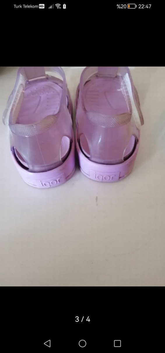 Kız Çocuk Mor Pastel Tokalı Sandalet - Görsel 4