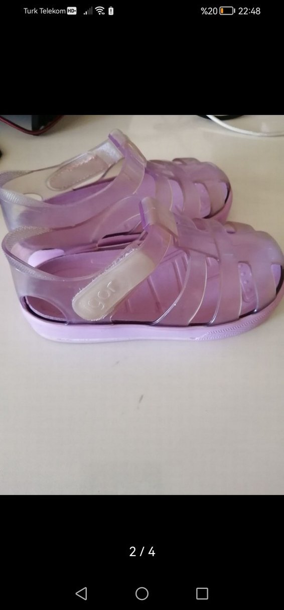 Kız Çocuk Mor Pastel Tokalı Sandalet - Görsel 3