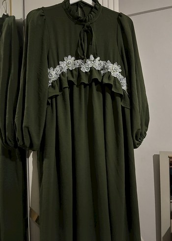 Uzun Kol, Nakışlı, Fırfırlı Bohem Elbise - Görsel 3