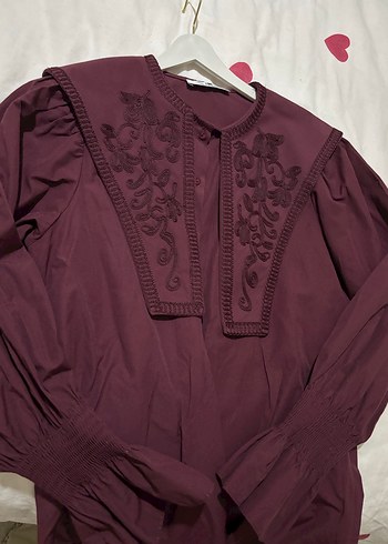 Bordo Nakışlı Gömlek - Görsel 6