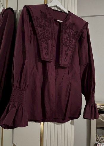 Bordo Nakışlı Gömlek - Görsel 4