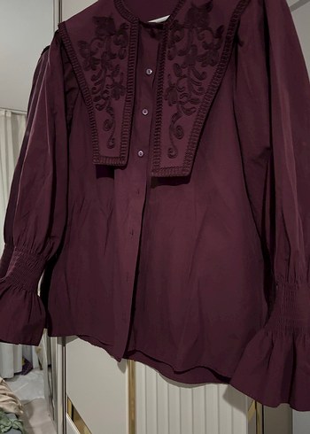 Bordo Nakışlı Gömlek - Görsel 5